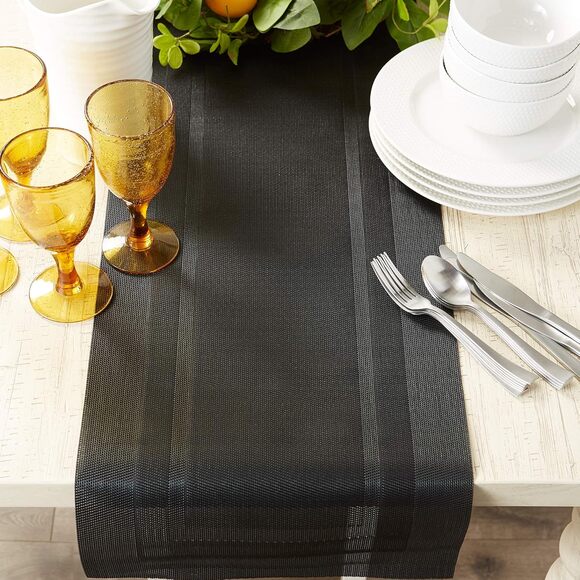 DII PVC Tabletop Collection Woven Indoor/Outdoor, Table Runner, 14x72, Black - Picture 6 of 8
